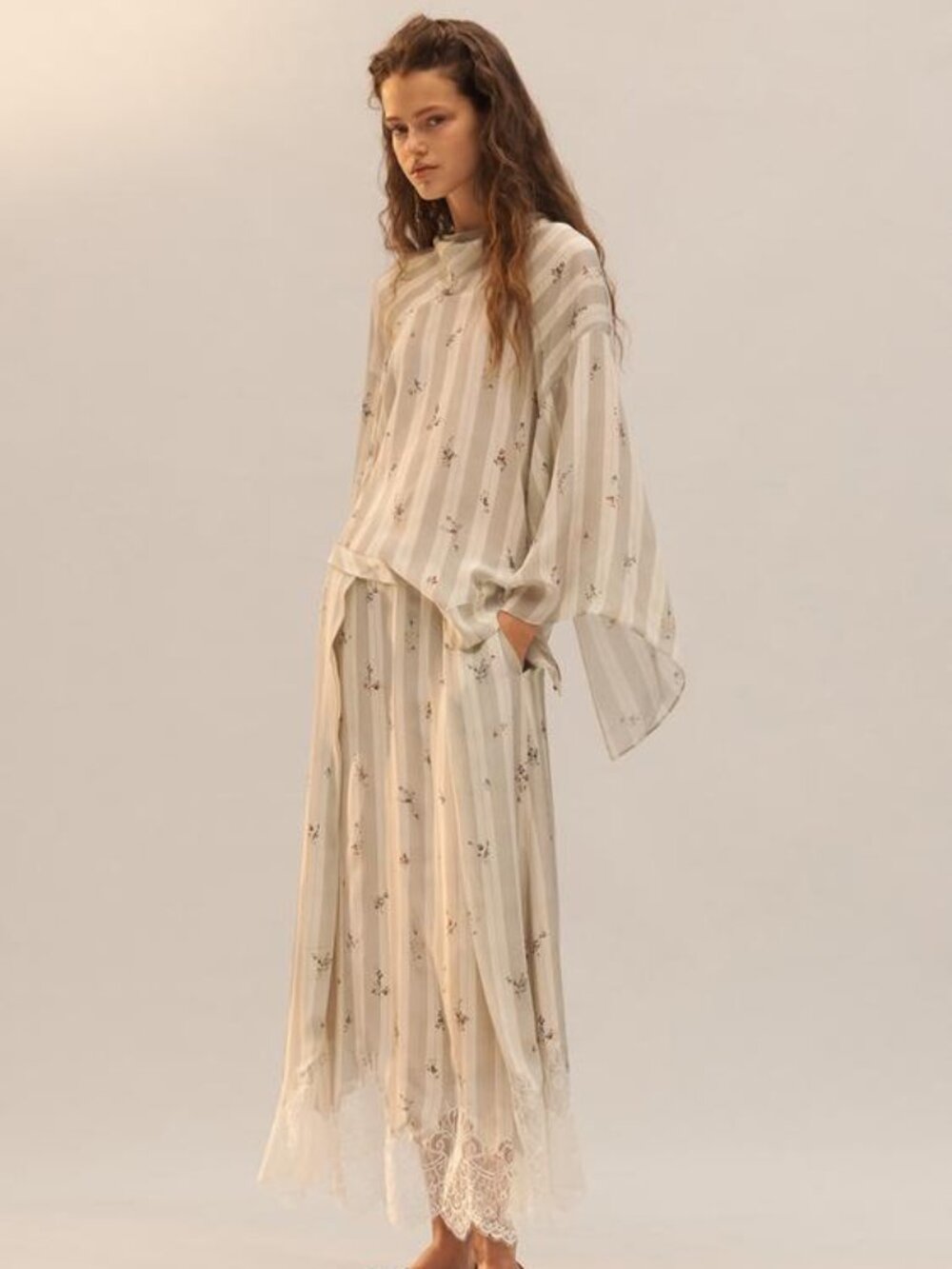 ZARA LIMITED EDITION FLORAL STRIPED BLOUSE